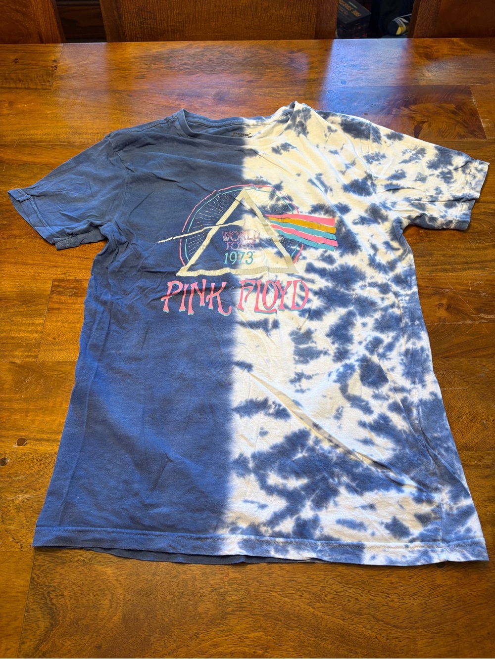 Pink Floyd Half-Dyed Graphic Tee in Blue and White